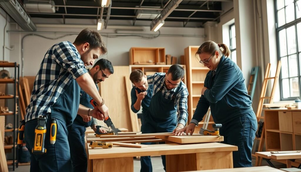 صورة لفريق عمل متخصص في فك وتركيب الأثاث